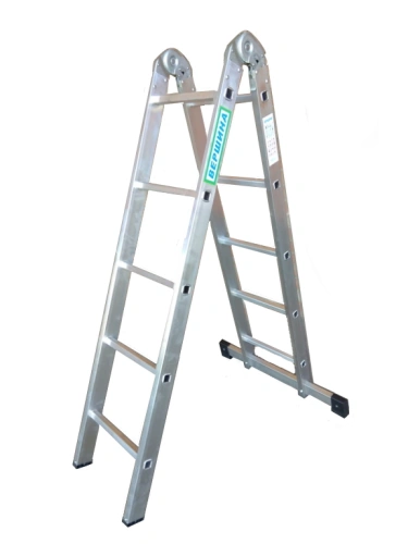 Лестница 2-х секционная алюминиевая шарнирная 2*5 по ценам производителя в Санкт-Петербурге с доставкой по всей России