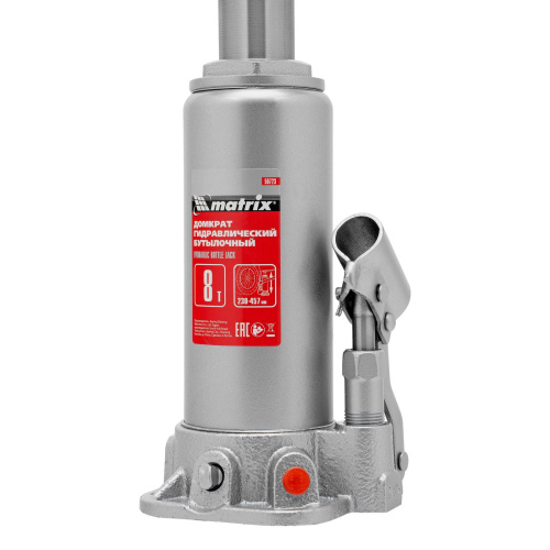 Домкрат гидравлический бутылочный, 8 т, высота подъема 230-457 мм Matrix по ценам производителя в Санкт-Петербурге с доставкой по всей России