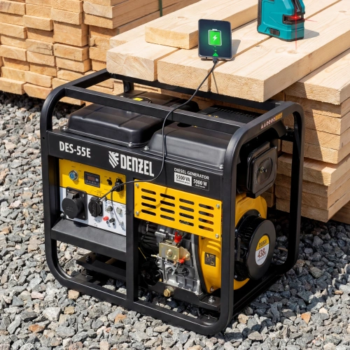 Генератор дизельный DES-55E, 5,5 кВт, 230 В, 11 л, электростартер Denzel по ценам производителя в Санкт-Петербурге с доставкой по всей России