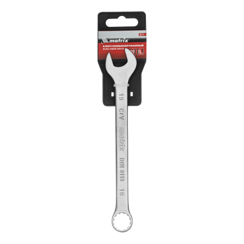 Ключ комбинированный, 15 мм, CrV, матовый хром Matrix купить в Москве с доставкой по всей России | ProtosMarket.ru