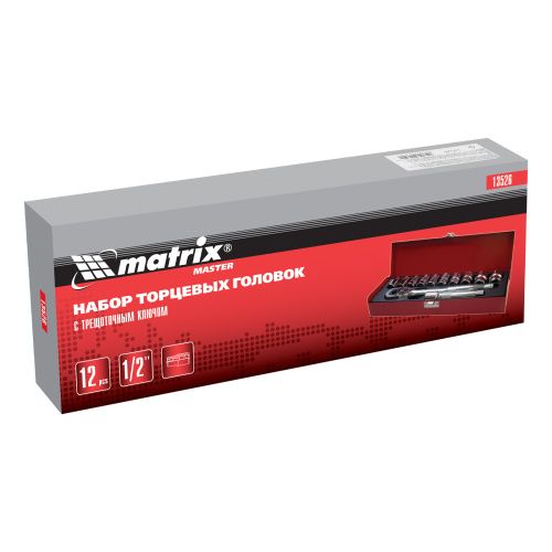 Набор торцевых головок, 1/2", головки 10 - 24 мм, с трещот. ключом, 12 предметов Matrix купить в Москве с доставкой по всей России | ProtosMarket.ru