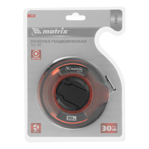 Рулетка геодезическая 30 м х 12,5 мм, закрытый корпус, стальная лента, односторонняя шкала, Pro Matrix по ценам производителя в Санкт-Петербурге с доставкой по всей России