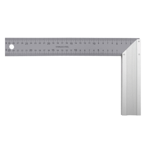 Угольник стальной 300 мм, нержавеющая сталь, градуировка, алюминиевое основание Denzel по ценам производителя в Санкт-Петербурге с доставкой по всей России