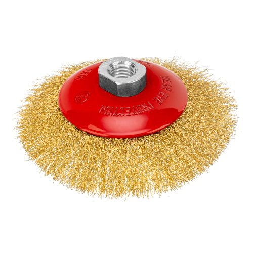 Щетка для УШМ, 125 мм, М14, "тарелка", латунированная витая проволока Matrix по ценам производителя в Санкт-Петербурге с доставкой по всей России