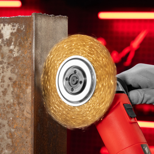 Щетка для УШМ, 150 мм, посадка 22.2 мм, плоская, латунированная витая проволока Matrix по ценам производителя в Санкт-Петербурге с доставкой по всей России