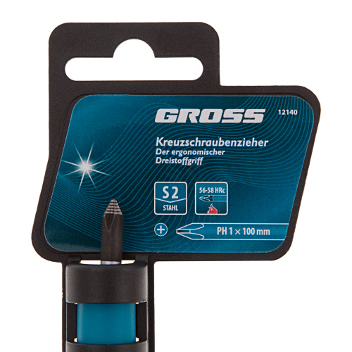 Отвертка PH1 x 100 мм, S2, трехкомпонентная ручка Gross по ценам производителя в Санкт-Петербурге с доставкой по всей России