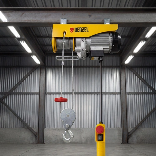 Тельфер электрический TF-800, 0.8 т, 1300 Вт, высота 12 м, 8 м/мин Denzel по ценам производителя в Санкт-Петербурге с доставкой по всей России