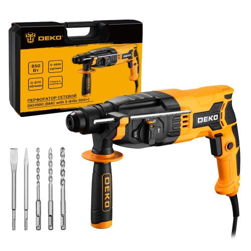 Перфоратор сетевой DEKO DKH900 в кейсе с набором из 5 буров SDS+, 850Вт купить в Москве с доставкой по всей России | ProtosMarket.ru
