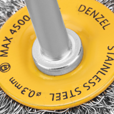 Щетка для дрели, 50 мм, Плоская, со шпилькой, нержавеющая витая проволока Denzel по ценам производителя в Санкт-Петербурге с доставкой по всей России