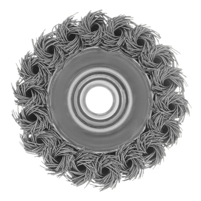 Щетка для УШМ, 75 мм, "Чашка", крученая нержавеющая проволока 0.5 мм, М14 Denzel по ценам производителя в Санкт-Петербурге с доставкой по всей России