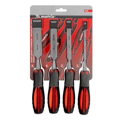 Набор долот-стамесок плоских "Тигровый глаз", 4 шт, 6-12-18-24 мм Matrix купить в Москве с доставкой по всей России | ProtosMarket.ru