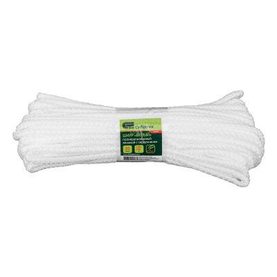 Шнур вязаный полипропиленовый с серд. белый, 6 мм, L 20 м, Сибртех по ценам производителя в Санкт-Петербурге с доставкой по всей России