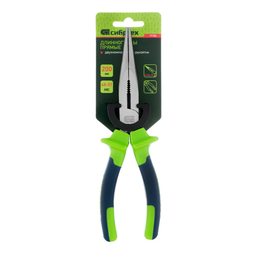 Длинногубцы прямые, 200 мм, двухкомпонентные рукоятки Сибртех купить в Москве с доставкой по всей России | ProtosMarket.ru