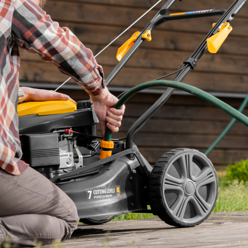 Газонокосилка бензиновая GLD-460SP, 146 куб.см, ширина 46 см, привод 7 уровней, травосборник 50 л Denzel купить в Москве с доставкой по всей России | ProtosMarket.ru