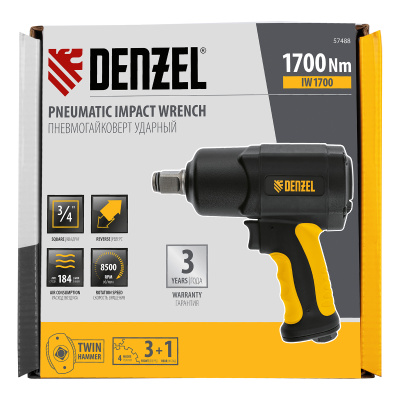 Ударный пневмогайковерт IW1700, 3/4", 8500 об/мин, 1700 Нм Denzel купить в Москве с доставкой по всей России | ProtosMarket.ru