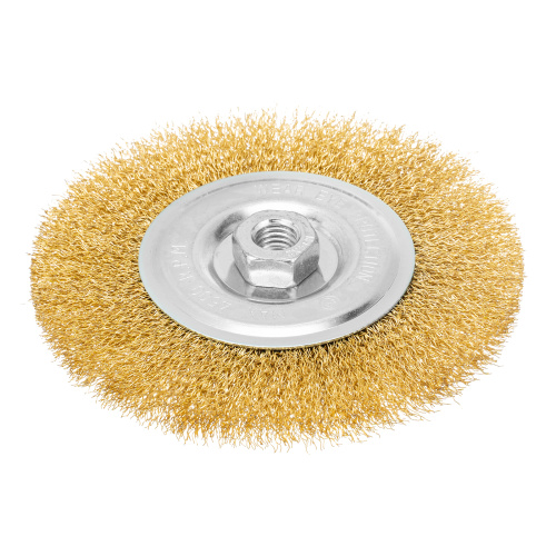 Щетка для УШМ, 150 мм, М14, плоская, латунированная витая проволока Matrix по ценам производителя в Санкт-Петербурге с доставкой по всей России