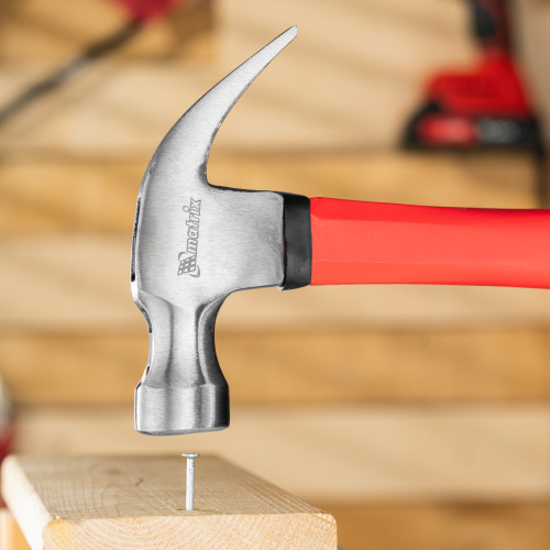 Молоток-гвоздодер optimal, 450 г, боек c магнитом, фибергласовая обрезиненная рукоятка Matrix купить в Москве с доставкой по всей России | ProtosMarket.ru