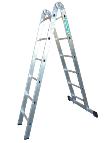 Лестница 2-х секционная алюминиевая шарнирная 2*6 по ценам производителя в Санкт-Петербурге с доставкой по всей России