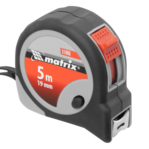 Рулетка Continuous fixation,5 м х 19 мм,двухкомпонентный корпус,плавная фиксация Matrix по ценам производителя в Санкт-Петербурге с доставкой по всей России