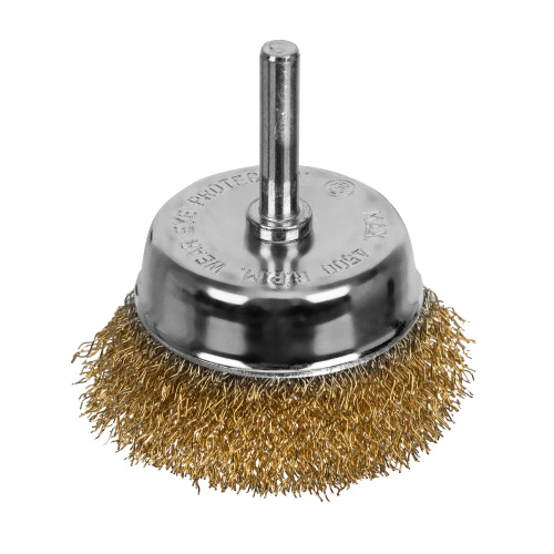 Щетка для дрели, 65 мм, "чашка" со шпилькой, латунированная витая проволока Matrix по ценам производителя в Санкт-Петербурге с доставкой по всей России