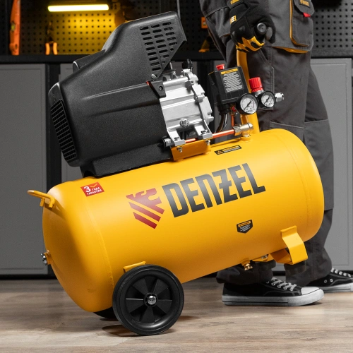Компрессор воздушный, прямой привод DC1500/50, 1.5 кВт, 50 литров, 220 л/мин Denzel по ценам производителя в Санкт-Петербурге с доставкой по всей России