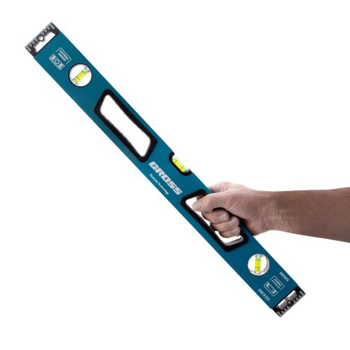 Уровень алюминиевый, 600 мм, усиленный с ударопрочными заглушками, рукоятки, 3 глазка Gross купить в Москве с доставкой по всей России | ProtosMarket.ru