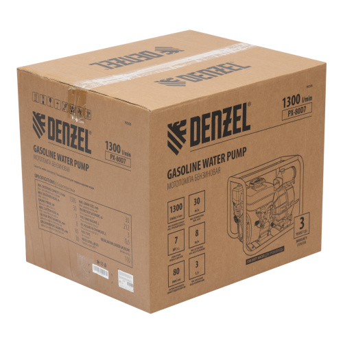 Мотопомпа бензиновая для грязной воды PX-80D7, 7 л.с., 3", 1300 л/мин, глуб 8 м,напор 30 м Denzel по ценам производителя в Санкт-Петербурге с доставкой по всей России