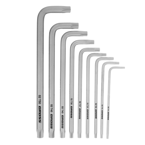 Набор ключей имбусовых Torx -TT, 9 шт: T10-T50, удлиненные, S2, сатинированные Gross купить в Москве с доставкой по всей России | ProtosMarket.ru