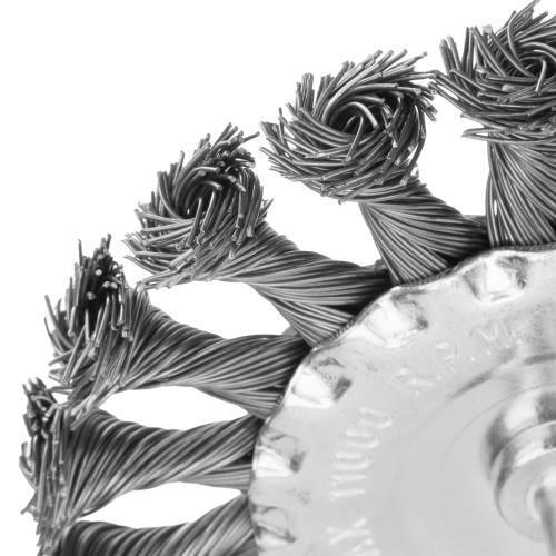 Щетка для дрели, 100 мм, плоская со шпилькой, крученая металлическая проволока Matrix по ценам производителя в Санкт-Петербурге с доставкой по всей России