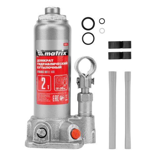 Домкрат гидравлический бутылочный, 2 т, высота подъема 181-345 мм Matrix по ценам производителя в Санкт-Петербурге с доставкой по всей России