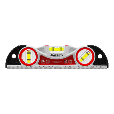 Уровень алюминиевый литой, фрезерованный, 3 глазка, две ударные площадки, 235 мм Matrix по ценам производителя в Санкт-Петербурге с доставкой по всей России