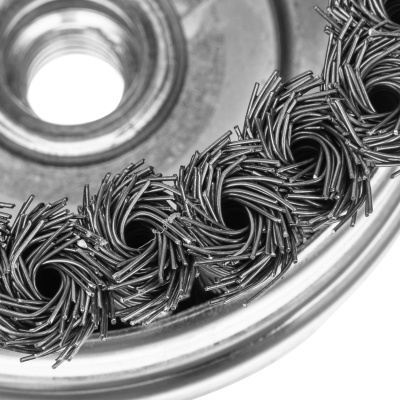 Щетка для УШМ Heavy Duty, 100 мм, М14, "чашка", крученая проволока 0.5 мм Matrix по ценам производителя в Санкт-Петербурге с доставкой по всей России