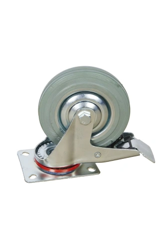 Колесо поворотное серая резина SCB 63 f 160 мм с тормозом по ценам производителя в Санкт-Петербурге с доставкой по всей России