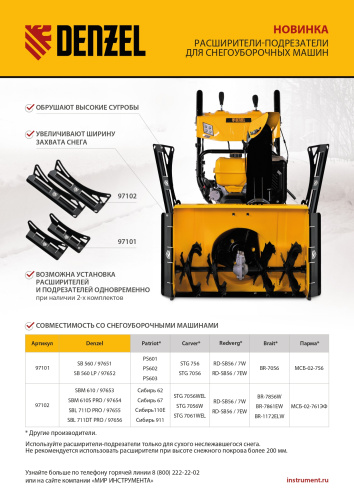 Расширители-подрезатели для снегоуборочных машин 97651-97652, 2 шт. Denzel купить в Москве с доставкой по всей России | ProtosMarket.ru