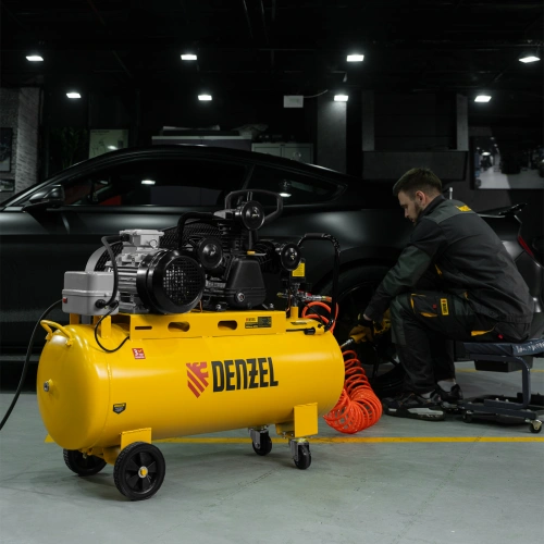 Компрессор воздушный BCW3000-T/100, ременный привод, 3.0 кВт, 100 литров, 520 л/мин Denzel по ценам производителя в Санкт-Петербурге с доставкой по всей России