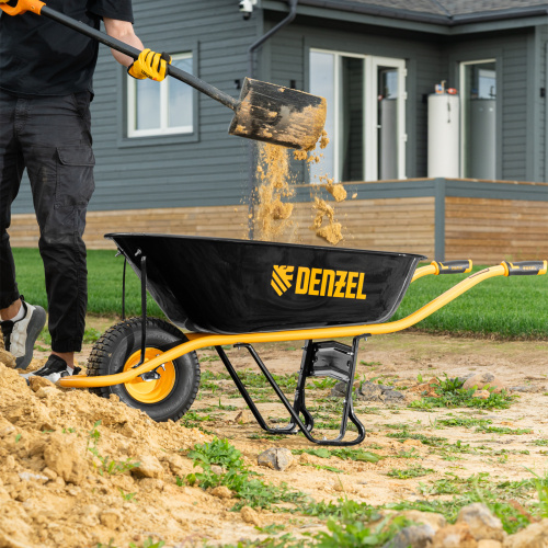 Тачка строительная, усиленная, объем 130 л, 230 кг, колесо 15х6.00-6 Denzel по ценам производителя в Санкт-Петербурге с доставкой по всей России