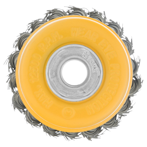 Щетка для УШМ, 75 мм, "Чашка", крученая нержавеющая проволока 0.5 мм, М14 Denzel по ценам производителя в Санкт-Петербурге с доставкой по всей России