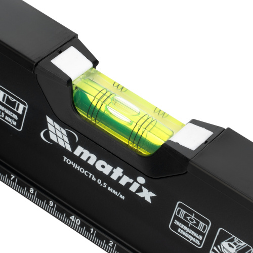 Уровень алюминиевый, усиленный, фрезерованный, 3 глазка, двухкомпонентные рукоятки, 800 мм Matrix купить в Москве с доставкой по всей России | ProtosMarket.ru