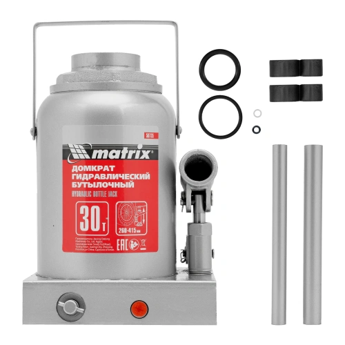 Домкрат гидравлический бутылочный, 30 т, высота подъема 260-415 мм Matrix по ценам производителя в Санкт-Петербурге с доставкой по всей России