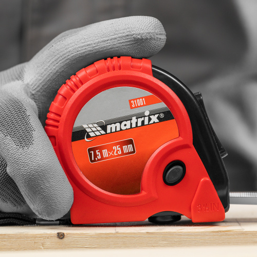 Рулетка Rubber,7,5 м х 25 мм,обрезиненный корпус Matrix по ценам производителя в Санкт-Петербурге с доставкой по всей России