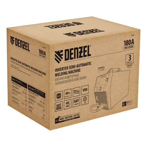 Аппарат инвертор. полуавтомат. cварки IMIG-185SDR, 180 А, ПВ 60%, катушка 5 кг Denzel по ценам производителя в Санкт-Петербурге с доставкой по всей России