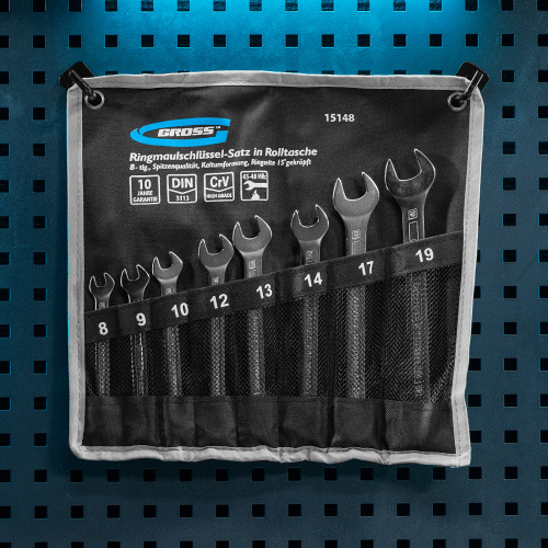 Набор ключей комбинированных 8-19 мм, 8 шт, CrV, холодный штамп Gross купить в Москве с доставкой по всей России | ProtosMarket.ru