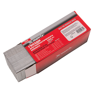 Гвозди для пневматического нейлера, длина 45 мм, ширина 1.25 мм, толщина 1 мм, 5000 шт Matrix купить в Москве с доставкой по всей России | ProtosMarket.ru