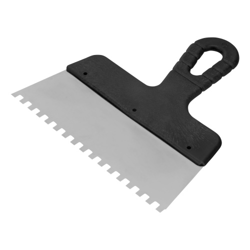 Шпатель из нержавеющей стали, 200 мм, зуб 6 х 6 мм, пластмассовая ручка Сибртех купить в Москве с доставкой по всей России | ProtosMarket.ru