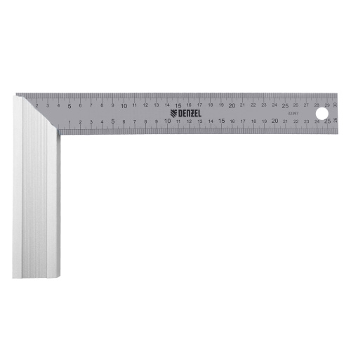 Угольник стальной 300 мм, нержавеющая сталь, градуировка, алюминиевое основание Denzel по ценам производителя в Санкт-Петербурге с доставкой по всей России