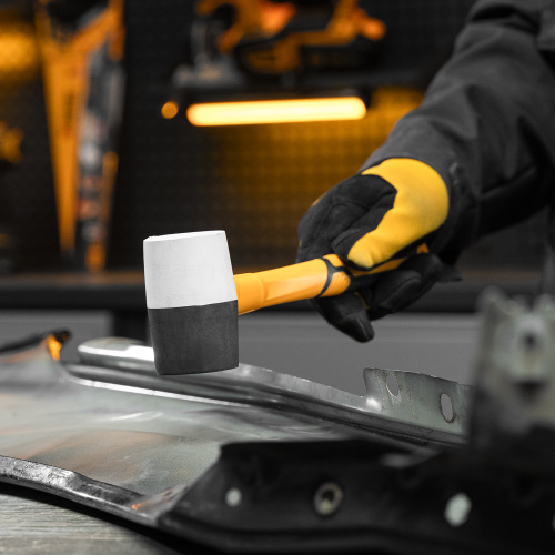 Киянка резиновая, 225 г, черно-белая, фибергласовая рукоятка c TPR покрытием Denzel купить в Москве с доставкой по всей России | ProtosMarket.ru