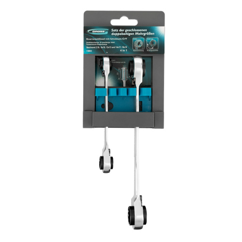 Набор ключей накидных с трещоткой, 8-19 мм, 2 шт, многоразмерные, реверсивные, CrV Gross купить в Москве с доставкой по всей России | ProtosMarket.ru