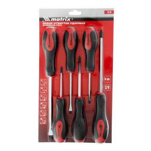 Набор ударных отверток 6 шт, PH1 х 75, PH2 х 100, PH3 х 150, SL5 х 75, SL6 х 100, SL8 х 150, CrV Matrix купить в Москве с доставкой по всей России | ProtosMarket.ru
