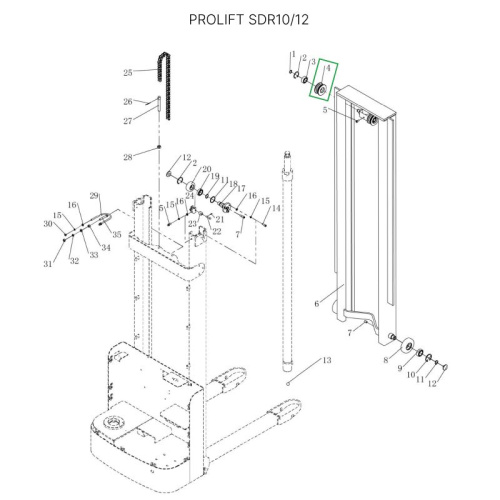 Ролик цепи редуктора ведущего колеса в сборе для штабелеров SDR 1-1,2 т, SDR1635 по ценам производителя в Санкт-Петербурге с доставкой по всей России