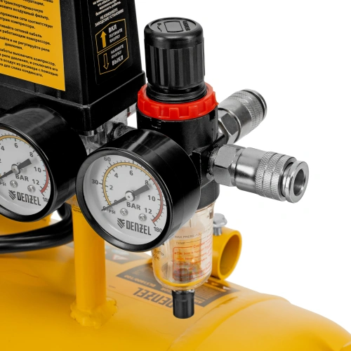 Компрессор безмасляный, малошумный DLS 1800/100,1800 Вт, 3x600, 100 л, 345 л/мин Denzel по ценам производителя в Санкт-Петербурге с доставкой по всей России